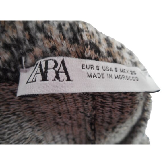 ZARA snake pattern A-line Midi Skirt Pull on elastic waist cream grey black Sz S - Picture 2 of 4